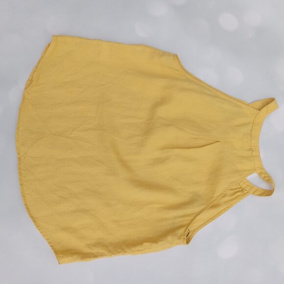 Kensie racerback sleeveless yellow LINEN tank top button front size S - Picture 2 of 6